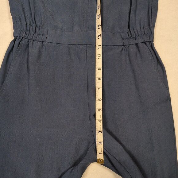 J. Crew Jumpsuit Womens 0 Sleeveless Blue Lyocell Cropped Straight Leg Pants - Picture 8 of 14